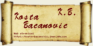 Kosta Bacanović vizit kartica